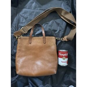 Madewell The Zip Top Transport Tote Bag Small Crossbody Brown Leather